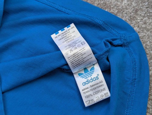 Adidas Originals Retro Blue T-Shirt Size M Trefoil Logo 3-Stripes Vintage - Picture 5 of 8