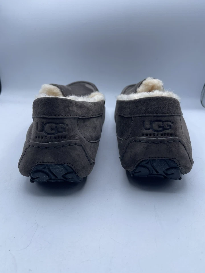 Zapatos UGG Gris Ascot Cuero Oveja Sin Cordones Zapatillas Mocasines Hombres EE. UU. Talla 17 Foto 3 de 4