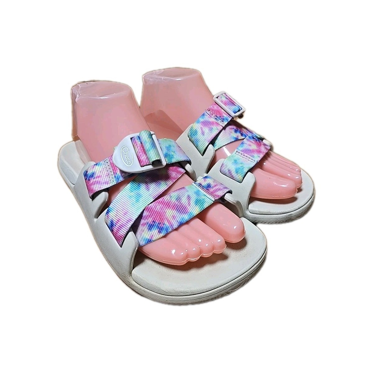 Chaco Chillos Tie Dye Print Sandals Slip On Open Toe Adjustable Men’s 9 Chaco Chillos Youth Girls 4 Shoes Tie Dye Outdoor Adventure  main image 2