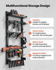 Wall Mount Heavy Duty Steel Gun Rack - Rifle-Shotgun Rack with Magazine Holder