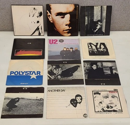 Lot Of 12 U2 7" Vinyl Records W/ Picture Sleeves VG+