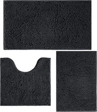 3 Piece Bathroom Rugs Set, Non-Slip Bath Mats with PVC Backing, Super Absorbent