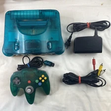 Nintendo 64 N64 Funtastic Ice Blue Console W/ Matching OEM Controller TESTED