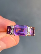 9ct gold diamond amethyst ring vintage