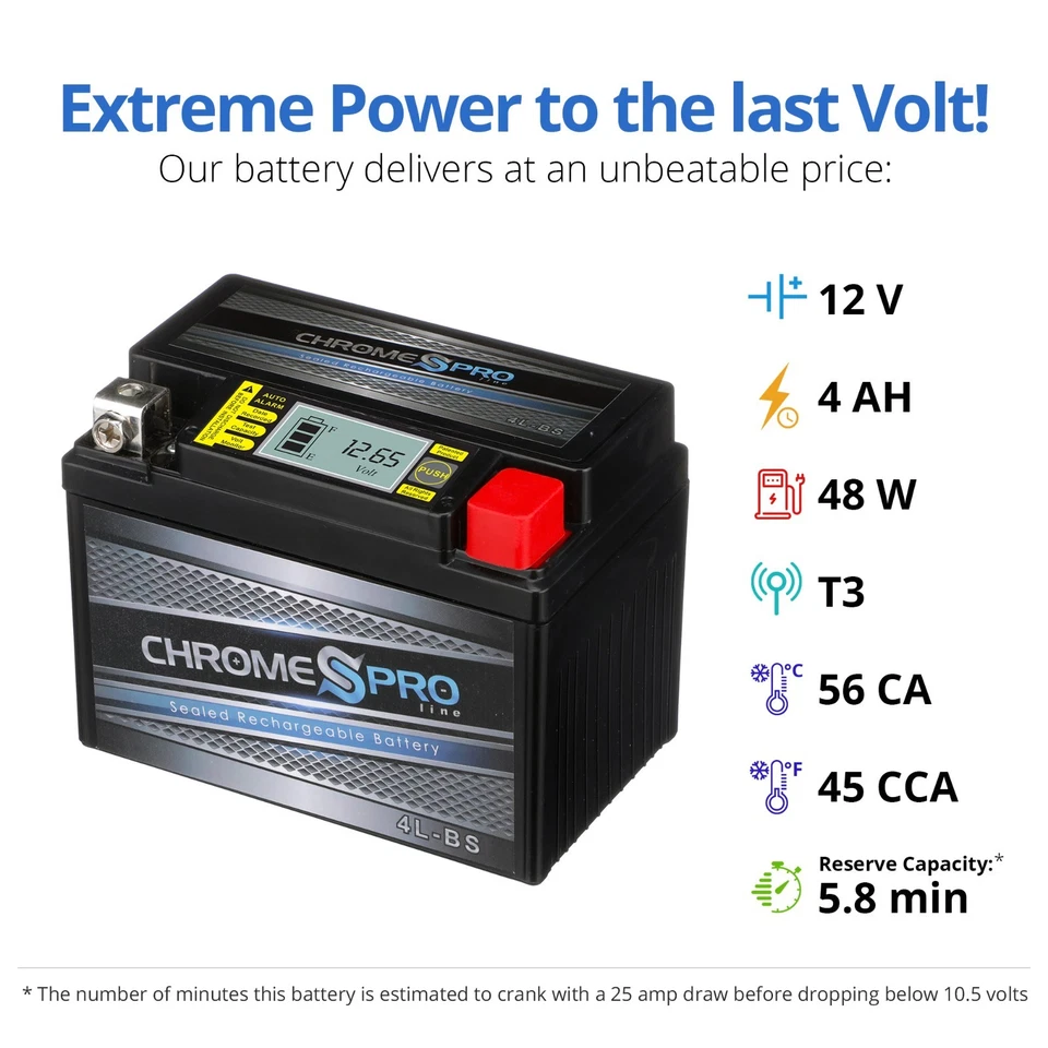 YTX4L-BS iGel Motorcycle Battery for Kawasaki KLX110,L '03-19, Z125 PRO '17-19 - Imagem 3 de 4