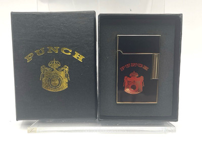 Flint-style butane Punch brand lighter R-09 Red and black color scheme over a go