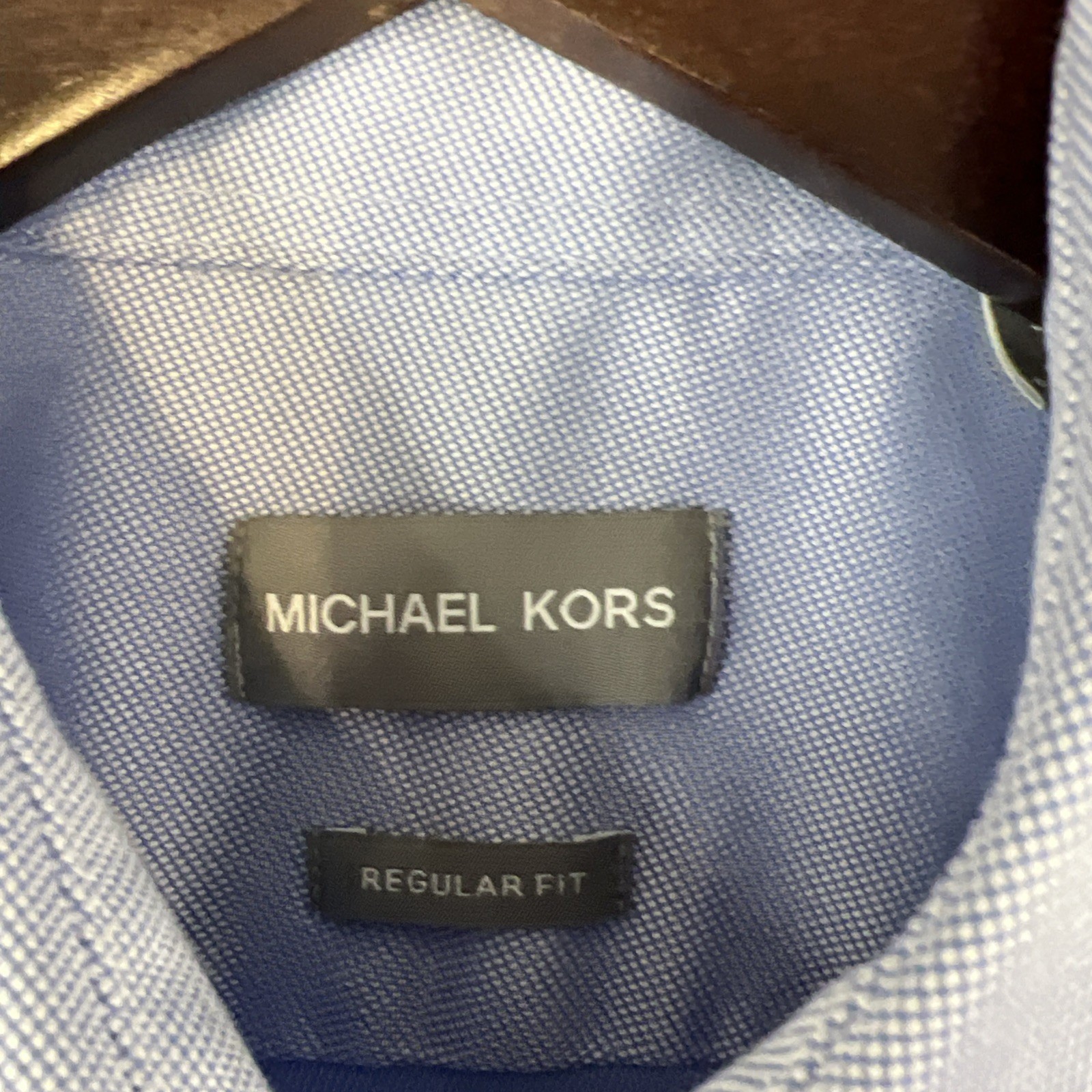 Michael Kors Blue Button Up Shirt, Buttoned Sleeve Size Large 16 1/2 , 34/35 thumbnail 2