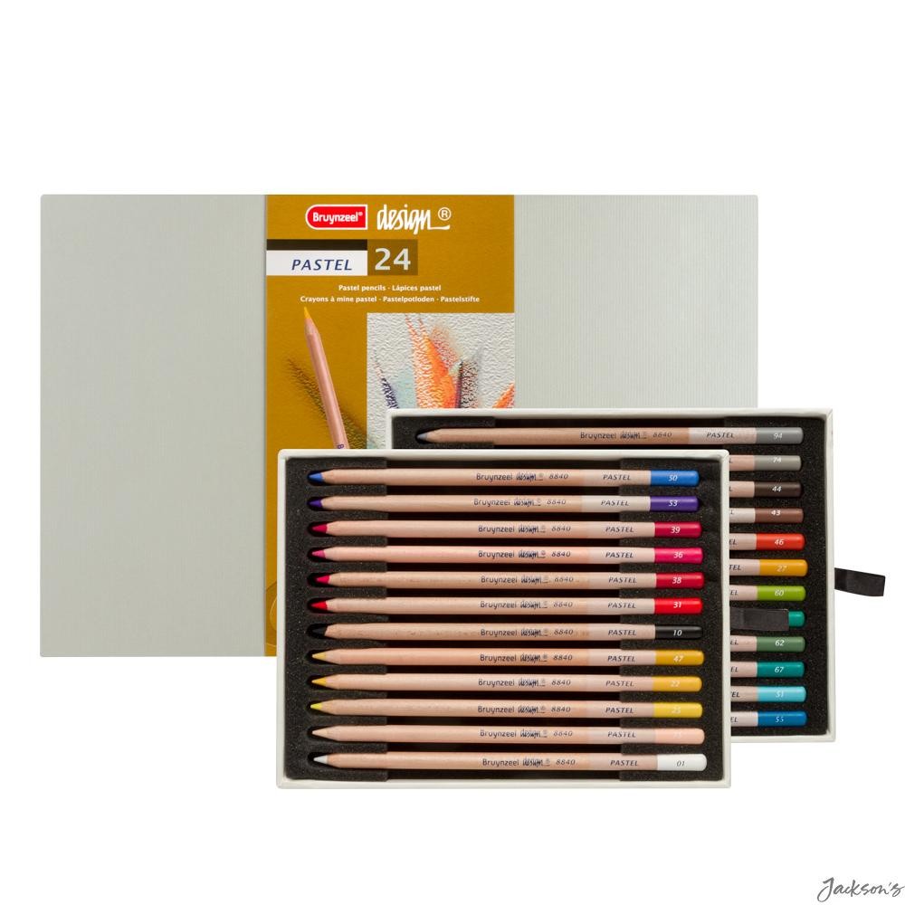 Bruynzeel Design Pastel Pencils Wood Box Of 24 Assorted Colours For Art Drawing
