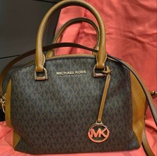 Michael Kors Brown Logo Satchel Top Handle Go...