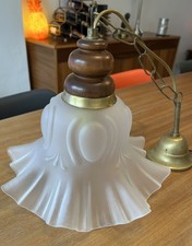 Vintage c1950s French Ceiling Light Frosted Glass Art Nouveau Shade