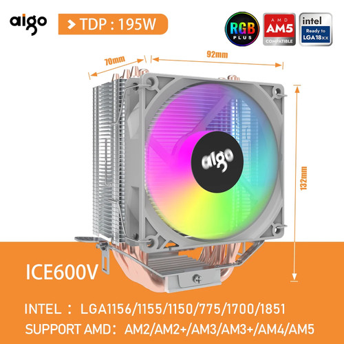 CPU Cooler 2 4 6 Heat Pipes PC Radiator Cooling 3PIN PWM Silent Rgb Fan for Inte - 第 7/10 張圖片