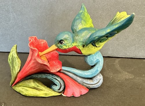 Jim Shore MINI Colibrí Pájaro Figura en Flor - Imagen 1 de 5