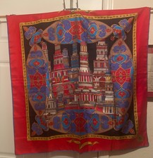 Vintage OSCAR DE LA RENTA  Salute to Freedom  Square Silk Scarf 35  X 35  