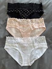 Lot of 3 New Victorias Secret Cotton and Lace Hipster Hiphugger Size Medium NWT