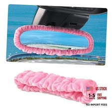 Car Rearview Mirror Cover, Pink Plush Elasticity Rear View Mirror Decorative