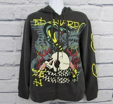 Ed Hardy Full Zip Fleece Hoodie Snake &Skull The Corps Men’s Large NWT