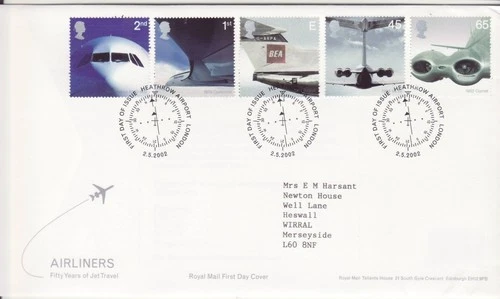 GB Stamps First Day Cover 50th Anniv of Passenger Jet Airliners, flight SHS 2002