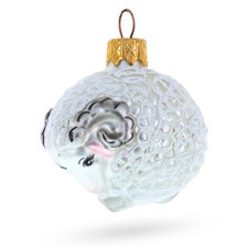 Woolly Ram with Curly Fleece Mini Glass Ornament