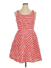 Modcloth Retrolicious Cute Cartoon Milk Bottles Food Print Red Dress Plus 1X
