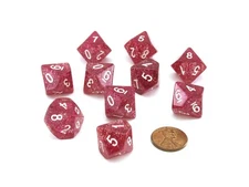Pack of 10 D10 16mm Koplow Games Glitter Dice - Purple