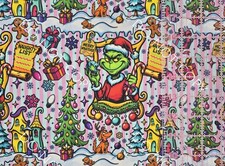 Custom 100 Cotton Woven Fabric The Grinch Stole Christmas Stripe 1/4 yard 9X56