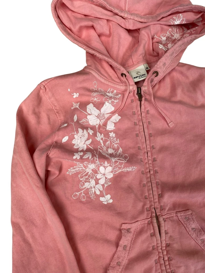 Sudadera con Capucha Rip Curl De Colección Para Mujer Talla Mediana Rosa Cremallera Completa Y2K Ropa de Surf NUEVA Foto 3 de 4