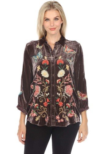 Johnny Was JWLA Luciana Samt Kimono Ärmel Shirt J16624 * - Bild 18 von 22