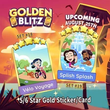 Golden Stickers Combo (Vélo Voyage & Splish Splash) Mono-poly_GO Golden Blitz