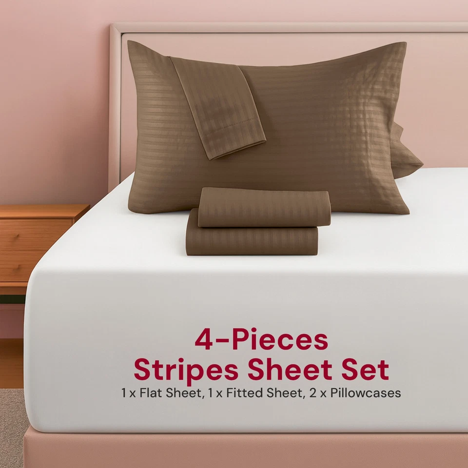 Juego de sábanas de microfibra ultra suaves de lujo de bolsillo profundo de 4 piezas Foto 4 de 4