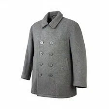 Carlos Active Wear Vintage Double Breasted Wool Blend Pea Coat Charcoal Gray 2XL