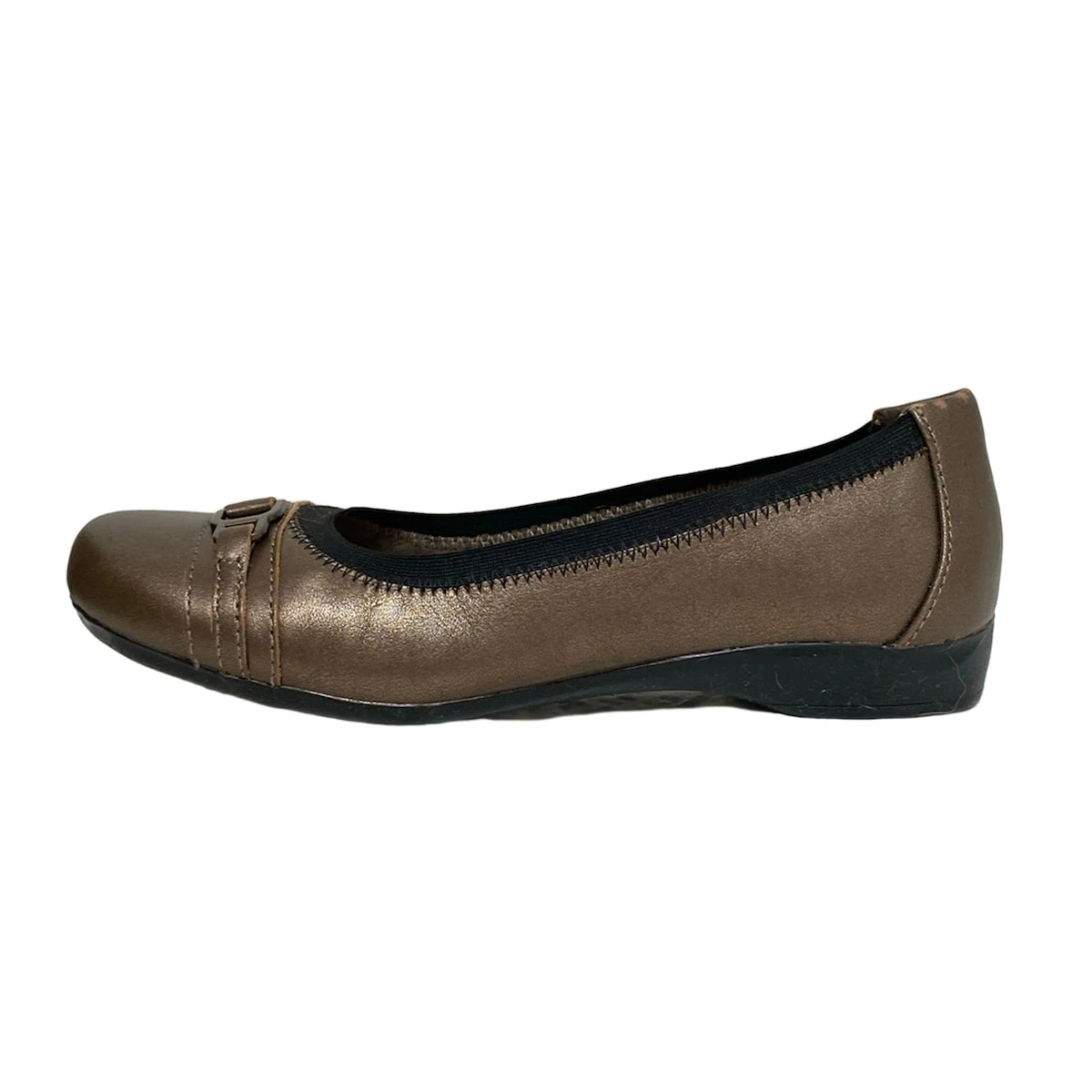Autentiche Clarks Scarpe da donna in pelle marrone scuro in metallo