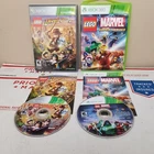 Lot of 2 Lego Indiana Jones 2 Lego Marvel Super Heroes Xbox 360 Complete Bundle