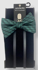 Alfani Men's Green Stretch Suspender Bow Tie Set