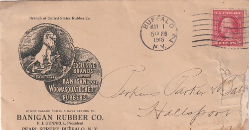 Werbung: 1915 Banigan Rubber Co, Buffalo to Hallsport, NY (62387)