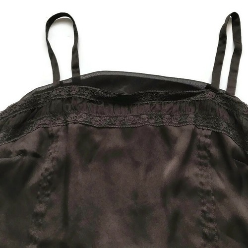 Ann Taylor Loft Sz 10 Brown Cami Lace Trim Womens Nightie Adjust Strap Lined - Picture 3 of 6