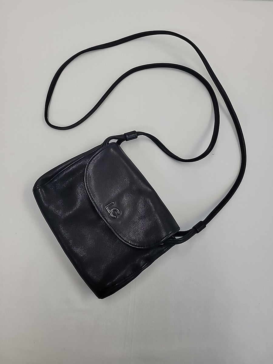 Liz Claiborne Vintage Black Genuine Leather Mini Crossbody 