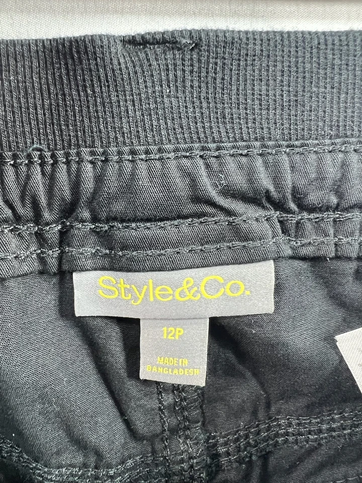 Pantalones Cortos Style & Co Mujer Talla 12 Petite 12P Negros Bolsillos Elastizados Nuevos Foto 3 de 4