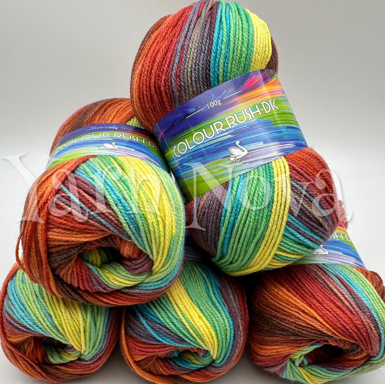 Cygnet Colour Rush DK Knitting Crochet Yarn Wool - 5x100g Balls - 656 Firebrick
