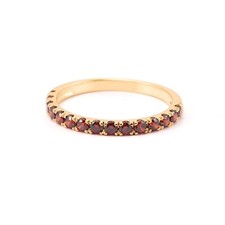 Natural Garnet Half Eternity Band 925 Sterling Silver Gold Plated Stackable Ring