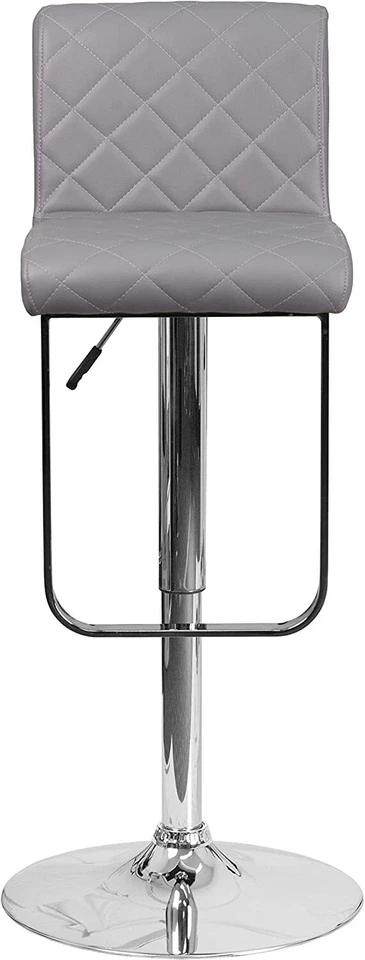 Flash Furniture Set of 2 Contemporary Gray Vinyl Adjustable Height Barstool - Image 4 of 4