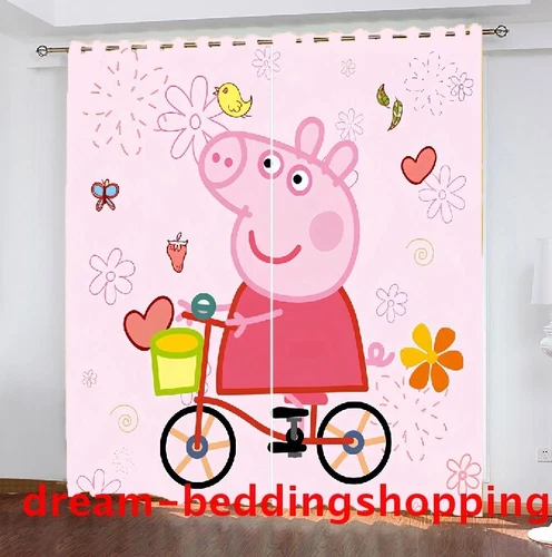 Peppa Pig 3D Dicke Verdunkelungsvorhänge Kinderzimmer Dekore Thermo Ring Top Ösen - Bild 7 von 22