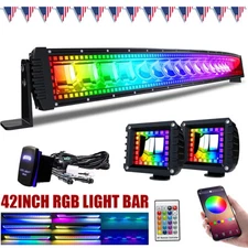 42" LED LIGHT BAR COMBO RGB Color Changing Chasing Strobe Remote Control