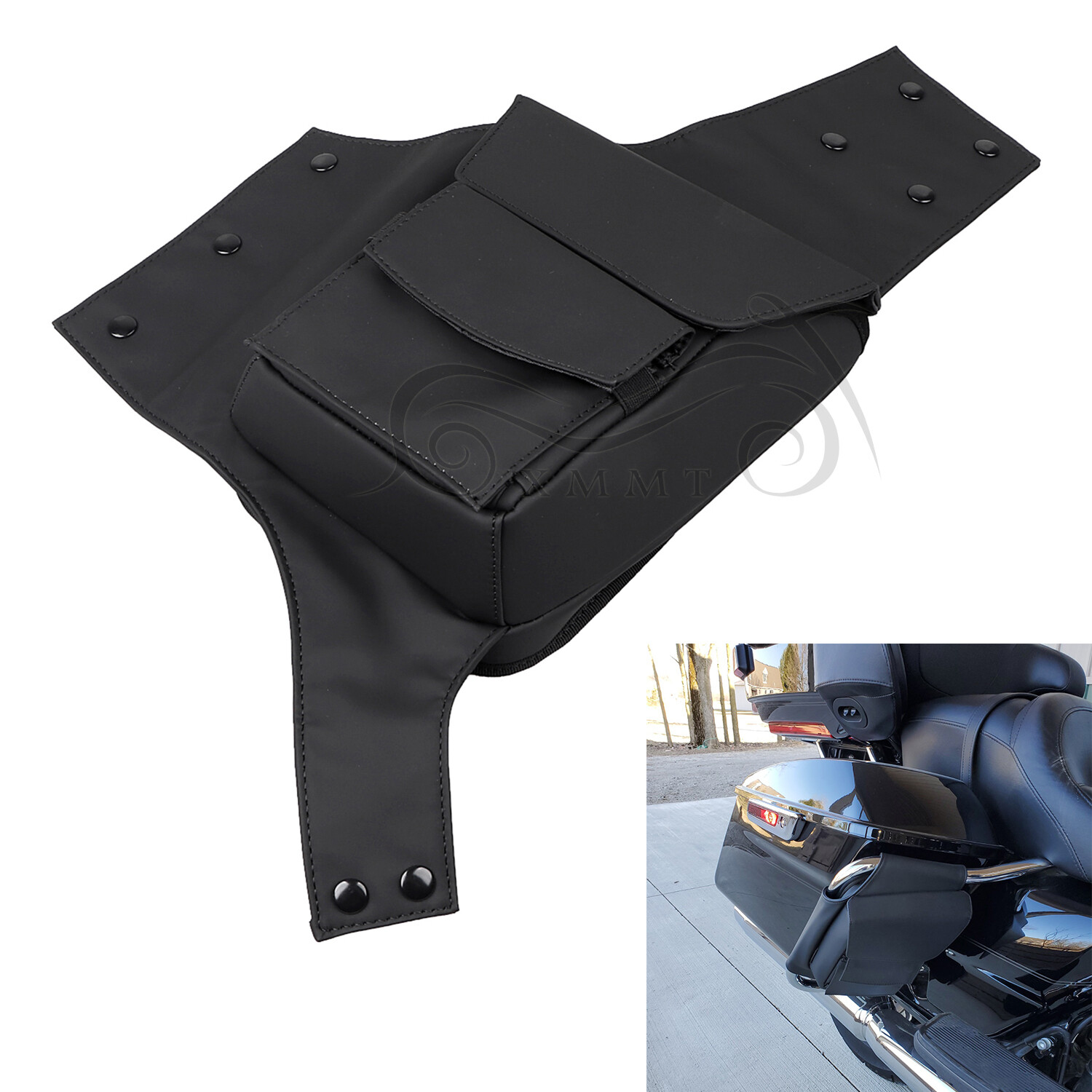 Black Saddlebag Guard Bag Pocket For Harley Electra Road Glide FLTRU