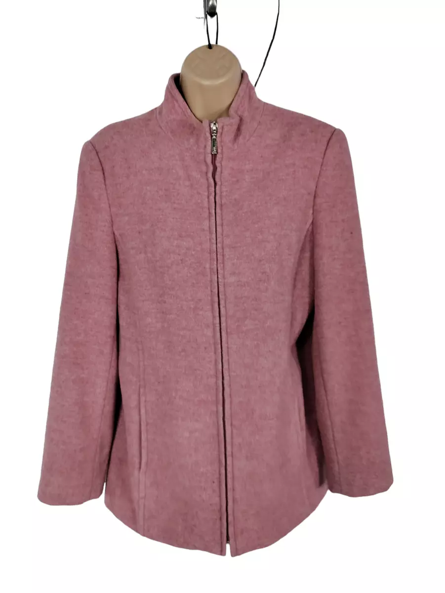 WOMENS BONMARCHE PINK MARL WOOL COAT JACKET LINED SMART SIZE UK 14