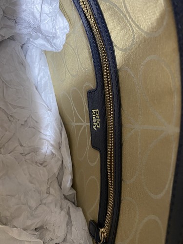 New Orla Kiely Stem Large Iris Blue Leather Bag - Picture 17 of 24