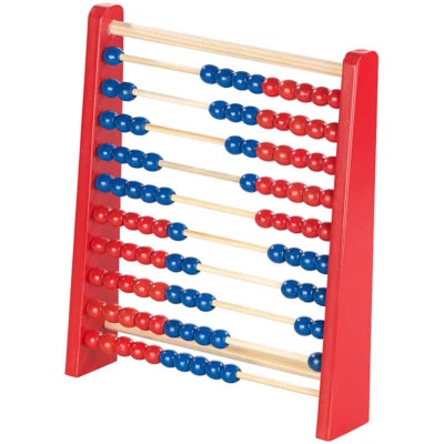 Playtastic Holz-Rechenschieber mit 100 Holzperlen, 2 Farben (blau & rot)