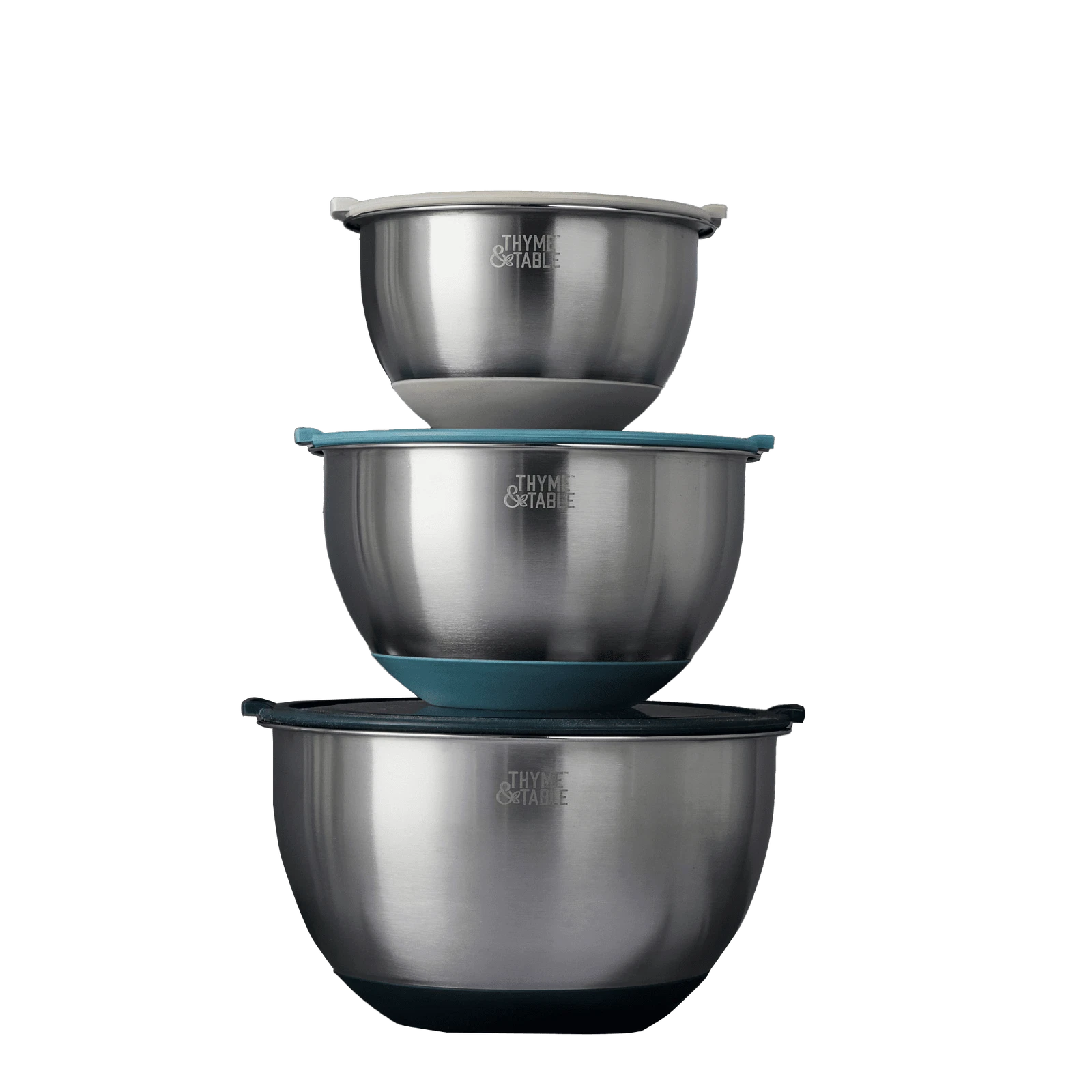 6-Piece Nesting Mixing Bowl Set with Easy Grip Transparent Lids - Blue
