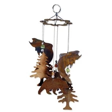 Welcome to The Woods Rustic Fish Bear Pine Wind Chime 12" Multi Color