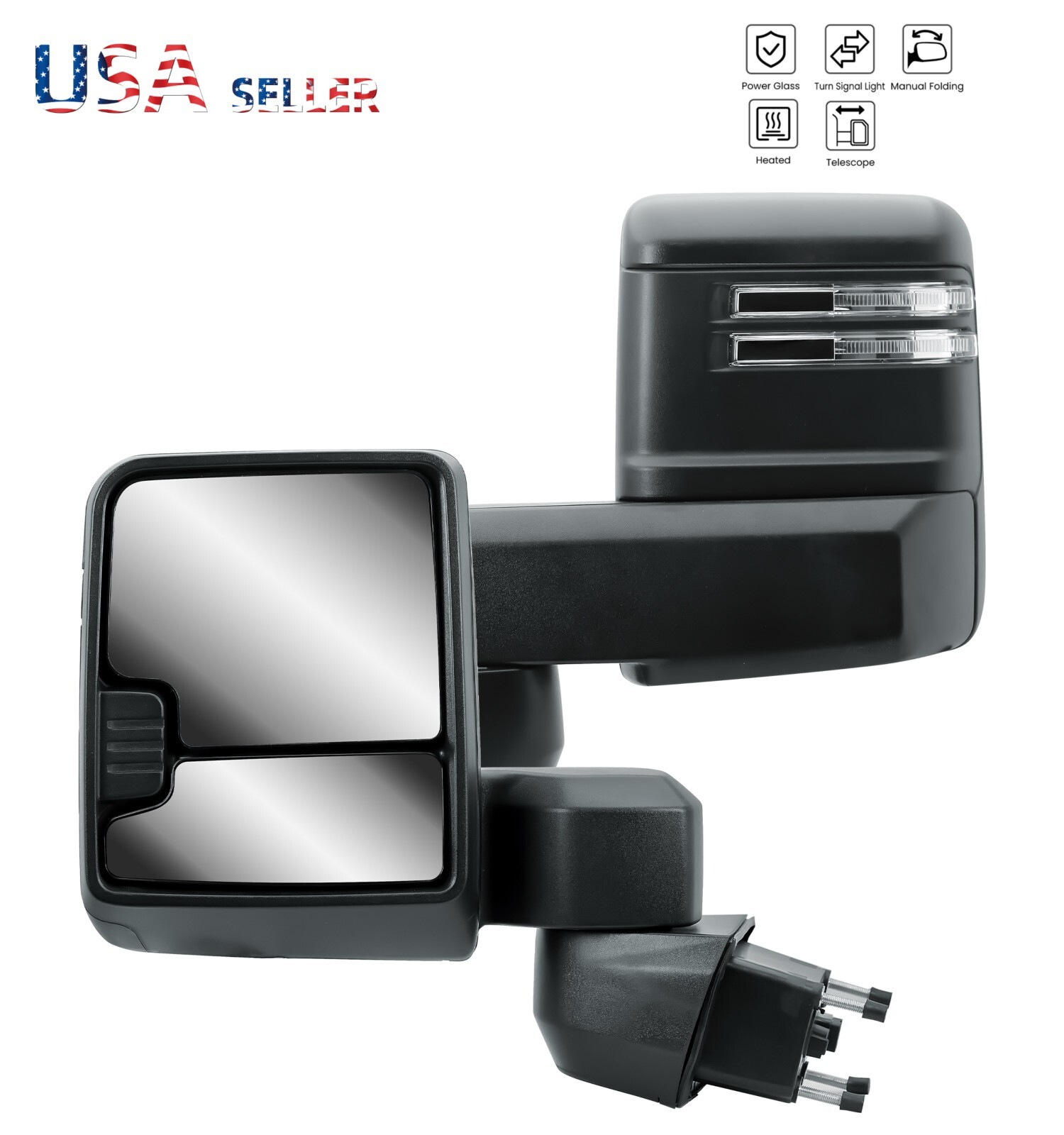 Driver Left Side Tow Mirror Black for 19-24 Chevy Silverado/Sierra 2500HD 3500HD