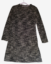 Chaps Nubby Sweater Dress Women 10 Heather Black Sheath Shift Minimalist Capsule
